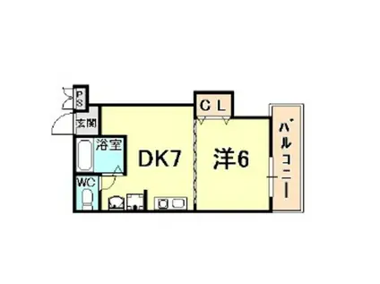 メニーローザ甲東園(1DK/1階)の間取り写真