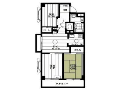 サンドミールさわらび(3DK/2階)の間取り写真