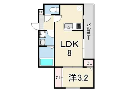 GENOVIA世田谷砧II(1LDK/3階)の間取り写真