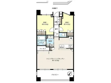 リステージセンター南アクシオ(2LDK/3階)の間取り写真