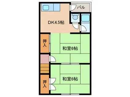 第1太陽ハイツ(2DK/2階)の間取り写真