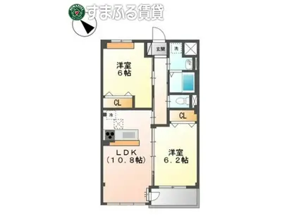 グランドソレイユ(2LDK/1階)の間取り写真