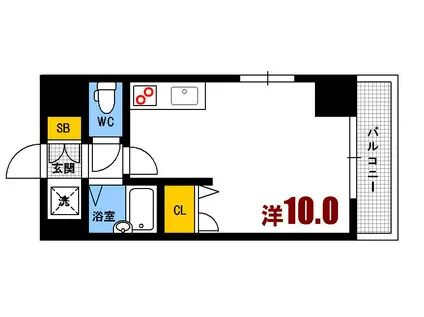 ベルエポック安芸(ワンルーム/4階)の間取り写真