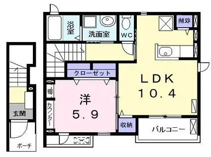 エレガンシア アンジュ(1LDK/2階)の間取り写真