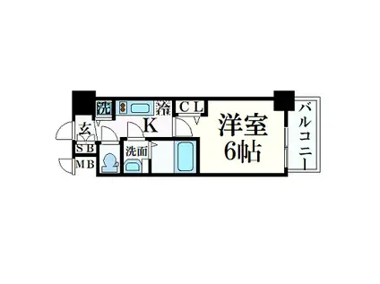 プレサンス心斎橋ブライト(1K/14階)の間取り写真