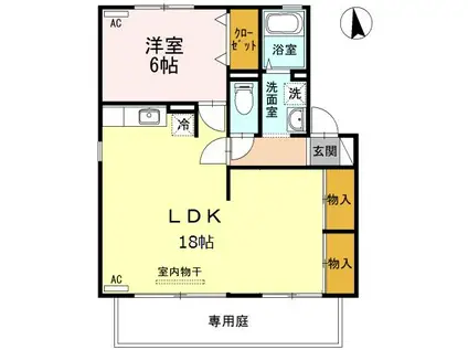 野いちご(1LDK/1階)の間取り写真