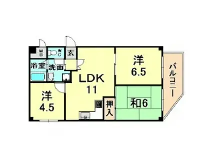 エレガンス松本2号館(3LDK/4階)の間取り写真