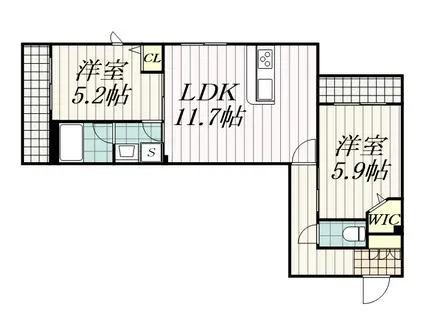 シャルム末広(2LDK/3階)の間取り写真