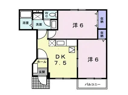 ピアッツァ扶桑(2DK/1階)の間取り写真