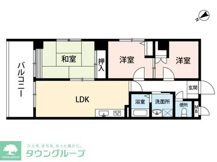 フローラルパレス元町(3LDK/2階)の間取り写真