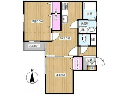 スカイプラザ久保中(2DK/1階)の間取り写真