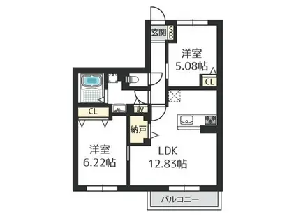 BB HOUSE巽東(2LDK/1階)の間取り写真