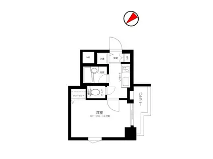 クレアシオン六本木(1K/2階)の間取り写真