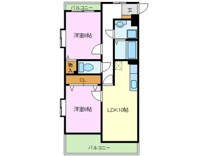 アレルト・K(2LDK/2階)の間取り写真