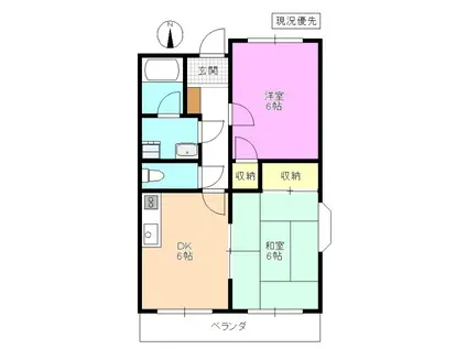 LIMPIA TAKAIDE(2DK/2階)の間取り写真