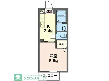 LAPUTA A(1K/2階)の間取り写真