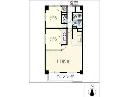 エルフ杉の木(2LDK/6階)の間取り写真