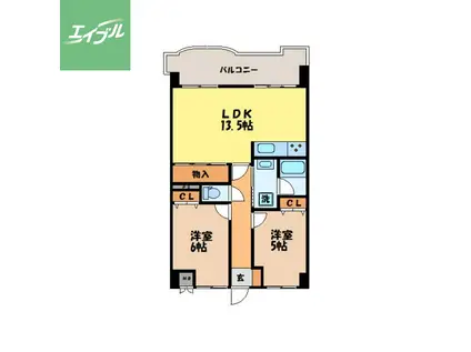 リバ-山王(2LDK/6階)の間取り写真