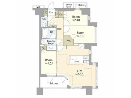 ヴェレーナグラン二子玉川(3LDK/4階)の間取り写真