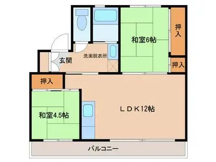 ファミール・烏帽子2号棟(2LDK/5階)の間取り写真