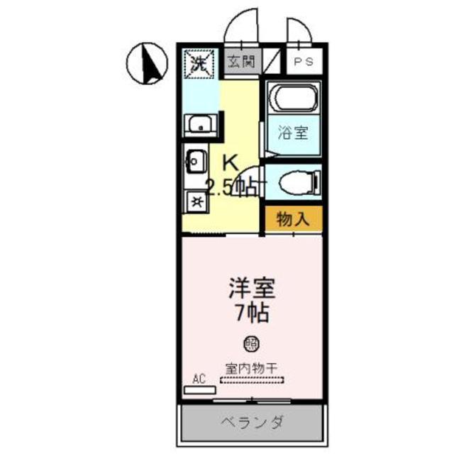 サニーウェル新石切(1K/1階)の間取り写真