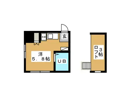 ピュアハウス大学前1番館(ワンルーム/2階)の間取り写真