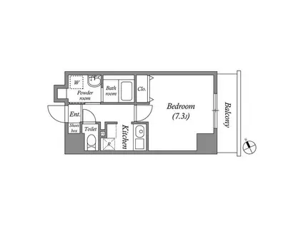 QUALITAS江東佐賀(1K/9階)の間取り写真