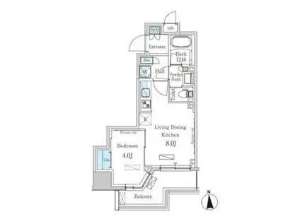 パークアクシス上野・稲荷町(1LDK/2階)の間取り写真