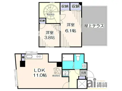 AIFORT.目黒不動前(2LDK/4階)の間取り写真