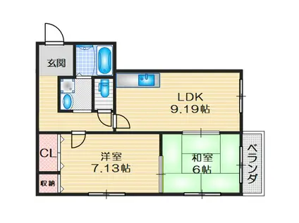 ファーストコーポ千里山(2LDK/2階)の間取り写真