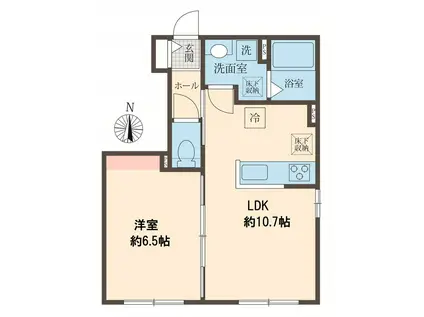 川越市上戸 (1LDK/1階)の間取り写真