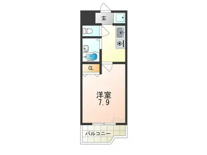 ピュール絆(1K/4階)の間取り写真