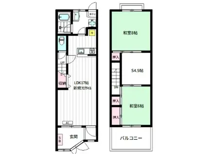 上荻二丁目テラスハウス(2SLDK/1階)の間取り写真