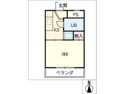 グリーンハイツ深田(1K/3階)の間取り写真