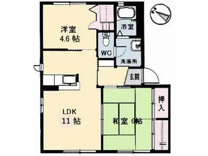 バリュージュ己斐(2LDK/1階)の間取り写真