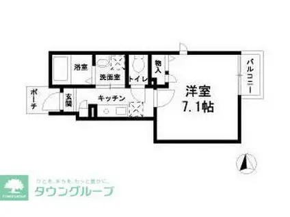 JE CROIS世田谷(1K/1階)の間取り写真