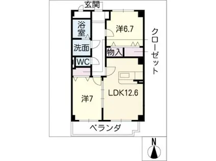 サン・ウィング(2LDK/1階)の間取り写真