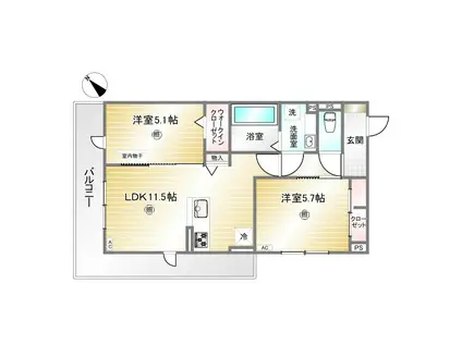 イルフォンターナ大田町(2LDK/1階)の間取り写真