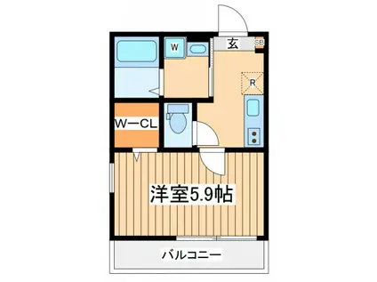 ウィズファン小田急相模原駅南口(1K/2階)の間取り写真