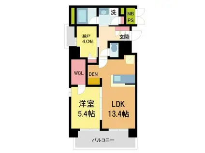 シャーメゾン川西中央(1SLDK/7階)の間取り写真