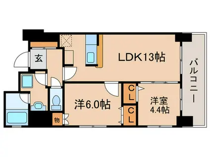 レジディア京都駅前(2LDK/4階)の間取り写真