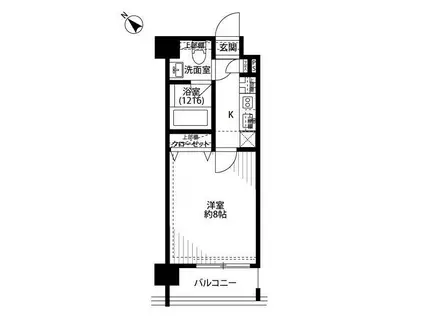プレール・ドゥーク桜新町(1K/8階)の間取り写真