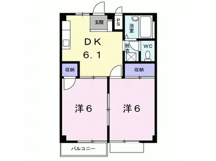 シティハイツ上田 I(2DK/2階)の間取り写真