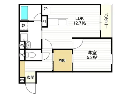 クラシスト東粉浜ウエスト(1LDK/3階)の間取り写真