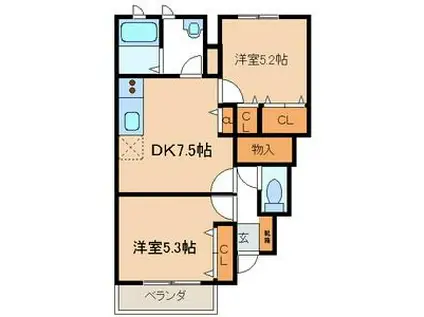 フォレスト 914891(2DK/1階)の間取り写真