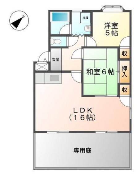 ファミール東野(2LDK/1階)の間取り写真