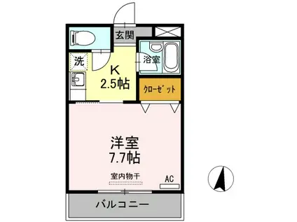 ドミール末広II(1K/3階)の間取り写真