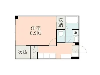 ハーモニー坪井(1K/4階)の間取り写真