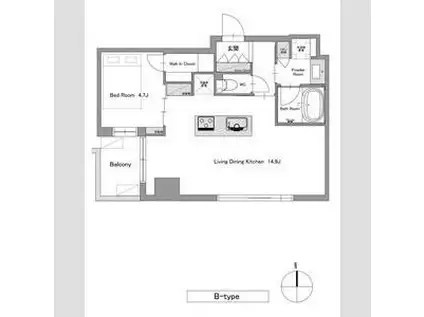 地下鉄烏丸線 丸太町駅(京都市営) 徒歩2分 5階建 新築(1LDK/3階)の間取り写真