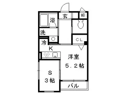 じゅりん彩華(1SK/2階)の間取り写真